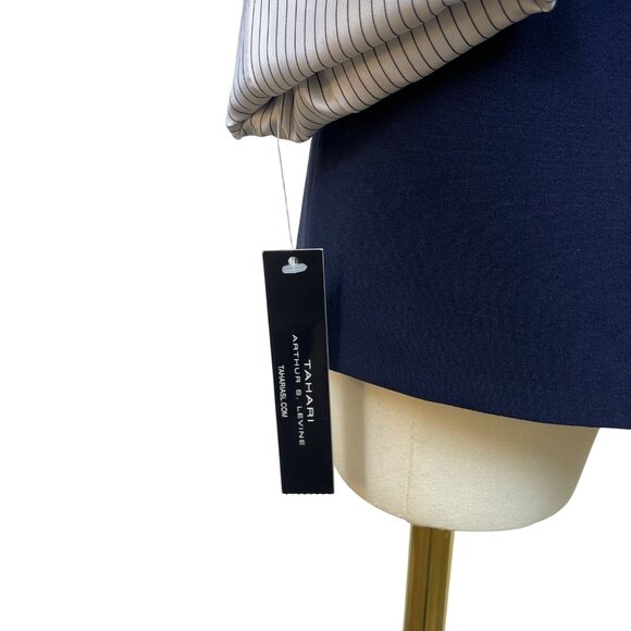Tahari Womens Navy Two-Button Blazer Jacket Pinstriped Lining Size 2 - Picture 5 of 8